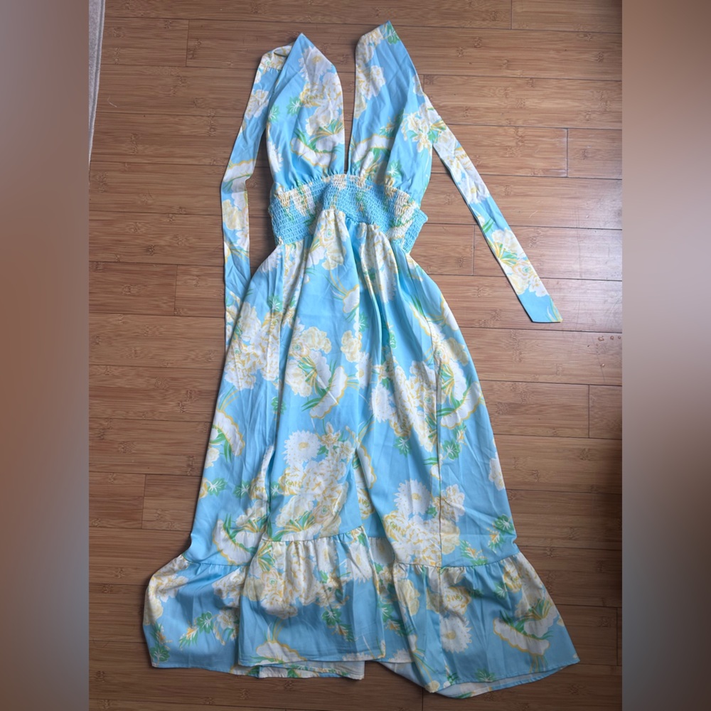 Floral Maxi Dress with Halter Neck